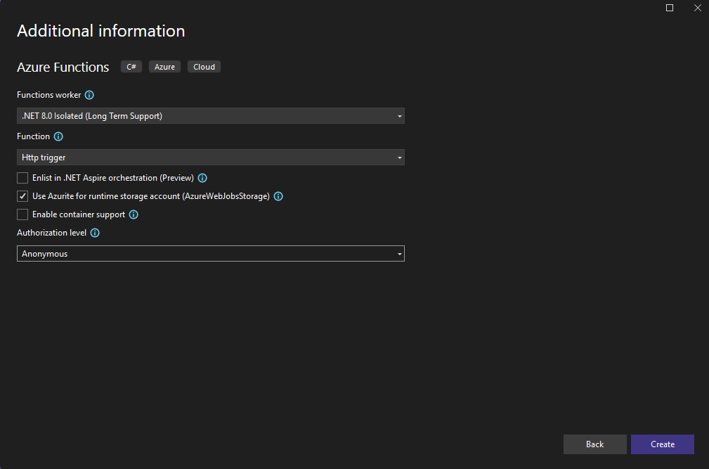 Azure Function VS Setup
